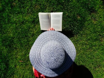 woman reading book